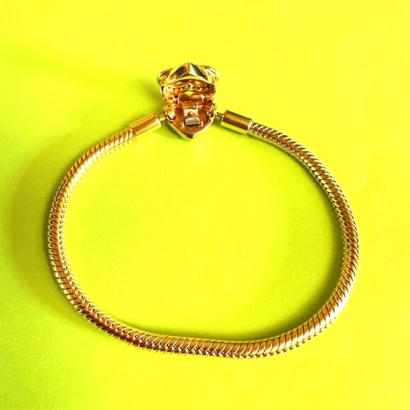 Pandora 14K GOLD Sparkling Infinity Heart Clasp Snake Chain Bracelet - Picture 6 of 10